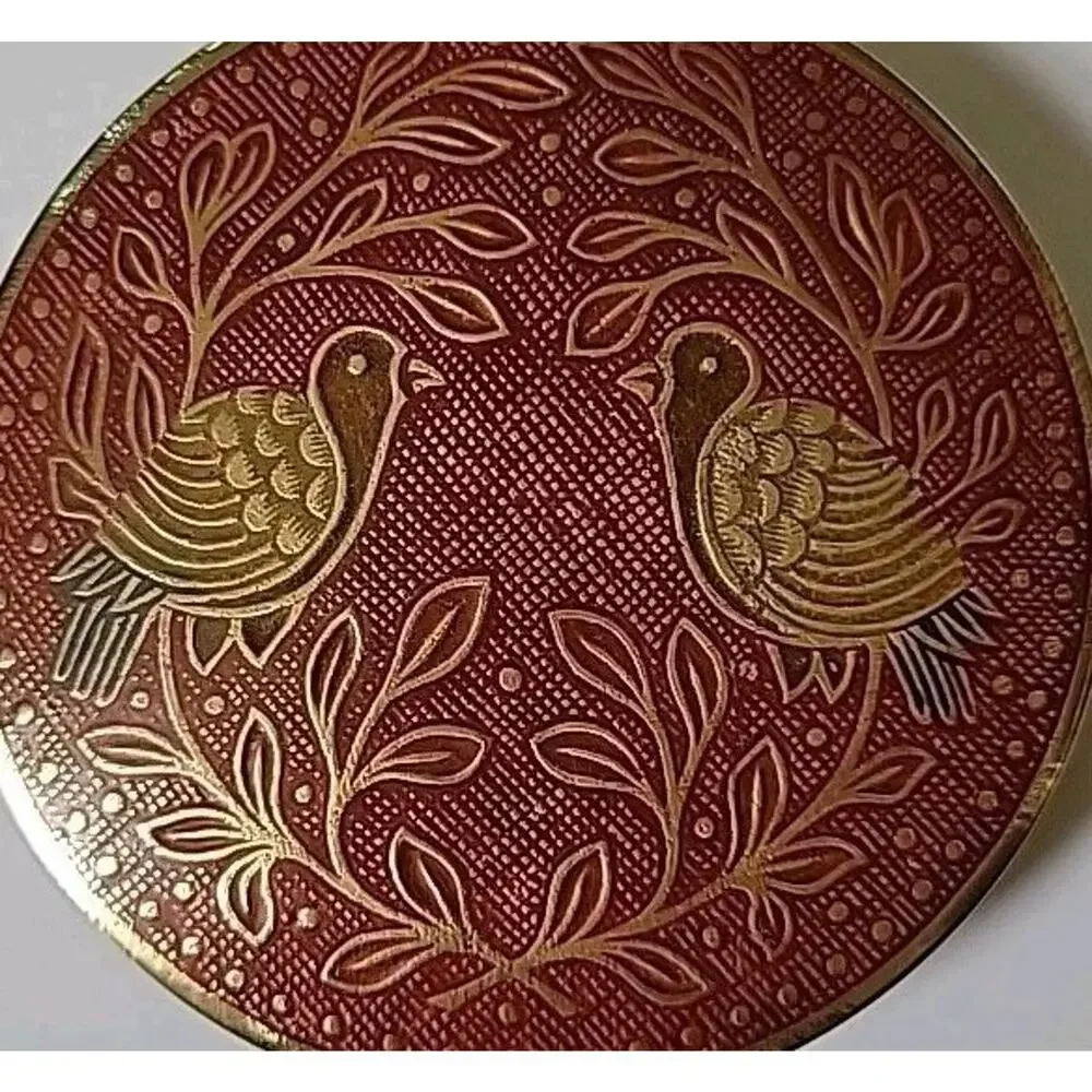 Vintage Enameled Cloisonne‎ Brass Belt Buckle 3.5